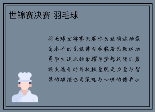 世锦赛决赛 羽毛球
